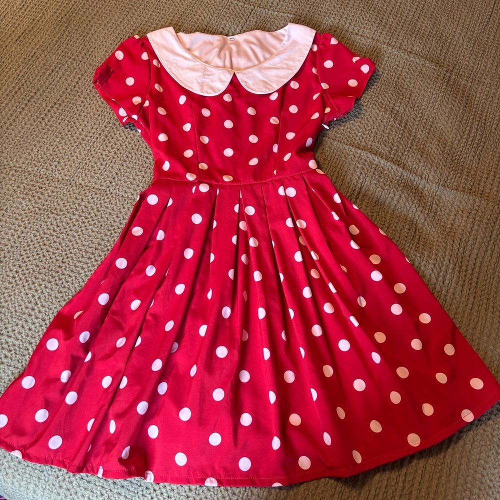 Bonne Chance Minnie Mouse Red Polka Dot Dress Disney